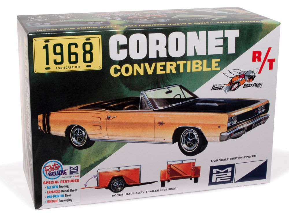 MPC Models 978 1/25 1968 Dodge Coronet Convertible w/Trailer