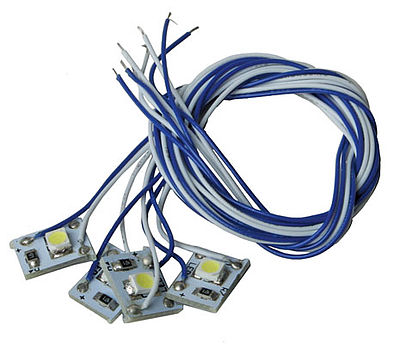 Model Rectifier (MRC) 25301 HO Scale LED w/10" 25.4cm Wire Leads 4-Pack - Light Genie(TM) -- White