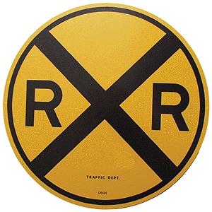 Microscale 10201 All Scale 18" Heavy-Duty Aluminum Sign -- Railroad Crossing Advance Warning (round; yellow & black)