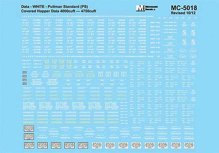 Microscale 5018 HO Scale Pullman Standard - PS -- 4750 Covered Hopper Data (white)