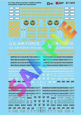Microscale 601470 N Scale Railroad Decal Set -- U.S. Army, Airforce & Dept. Of Defense DODX Locos, Freight Cars & Cabooses