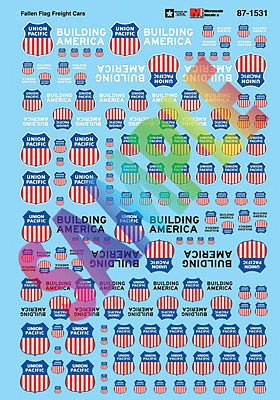 Microscale 601531 N Scale Railroad Decal Set -- Union Pacific Fallen Flags Freight Cars