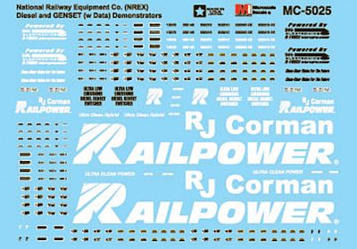 Microscale 605025 N Scale Railroad Decal Set -- Railpower & NREX Genset Logos & Data