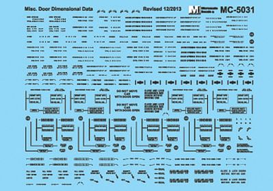 Microscale 605031 N Scale Railroad Decal Set -- Miscellaneous Door Dimensional Data (black)