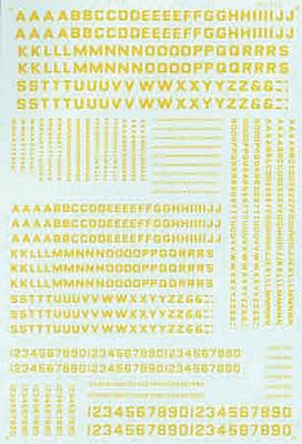 Microscale 70056 N Scale Alphabets and Numbers -- Block Gothic (yellow)