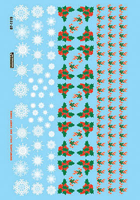 Microscale 871119 HO Scale Railroad Decal Set -- Christmas Train Graphics Holly & Snowflakes