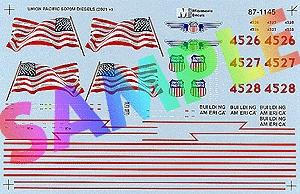 Microscale 871145 HO Scale Union Pacific - UP -- EMD SD70M SD70M ("Building America" Scheme; Large U.S. Flag on Hood) 2001+