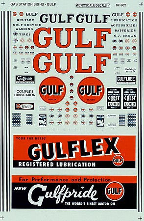 Microscale 87902 HO Scale Gas Station Sign Sets -- Gulf Oil Co., 1936-1963