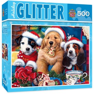 Masterpieces Puzzles 31709 Sparkle Shine: Christmas Santa Paws Puppies Puzzle (500pc)