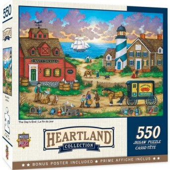 Masterpieces Puzzles 31838 Heartland Collection: The Day's End (Old Time Village by the Sea) Puzzle (550pc)