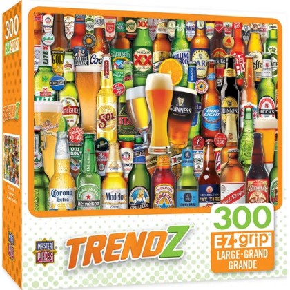 Masterpieces Puzzles 31847 Trendz: Bottoms Up Beer Bottles Collage EzGrip Puzzle (300pc