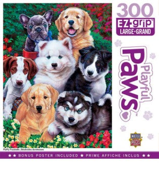 Masterpieces Puzzles 31920 Playful Paws: Fluffy Fuzzballs Dogs EzGrip Puzzle (300pc)
