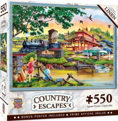 Masterpieces Puzzles 31932 Country Escapes: Apple Express Train Station by Lake Puzzle (550pc)