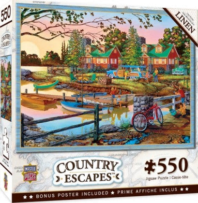Masterpieces Puzzles 31933 Country Escapes: Away From It All Cottage Retreat by Lake Puzzle (550pc)