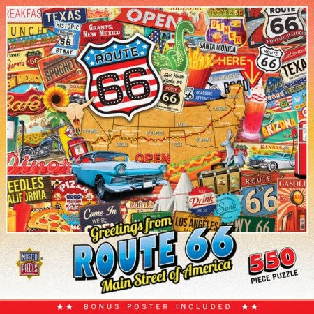 Masterpieces Puzzles 32024 Greetings From: Route 66 Main Street of America Collage Puzzle (550pc)