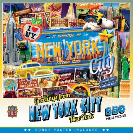 Masterpieces Puzzles 32026 Greetings From: New York City The Big Apple Collage Puzzle (550pc)