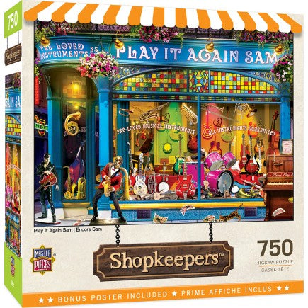 Masterpieces Puzzles 32141 Shopkeepers: Play it Again Sam Music Storefront Puzzle (750pc)