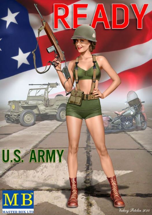 Master Box Models 24003 1/24 Alice US Army Pin-Up Girl Standing Holding Rifle
