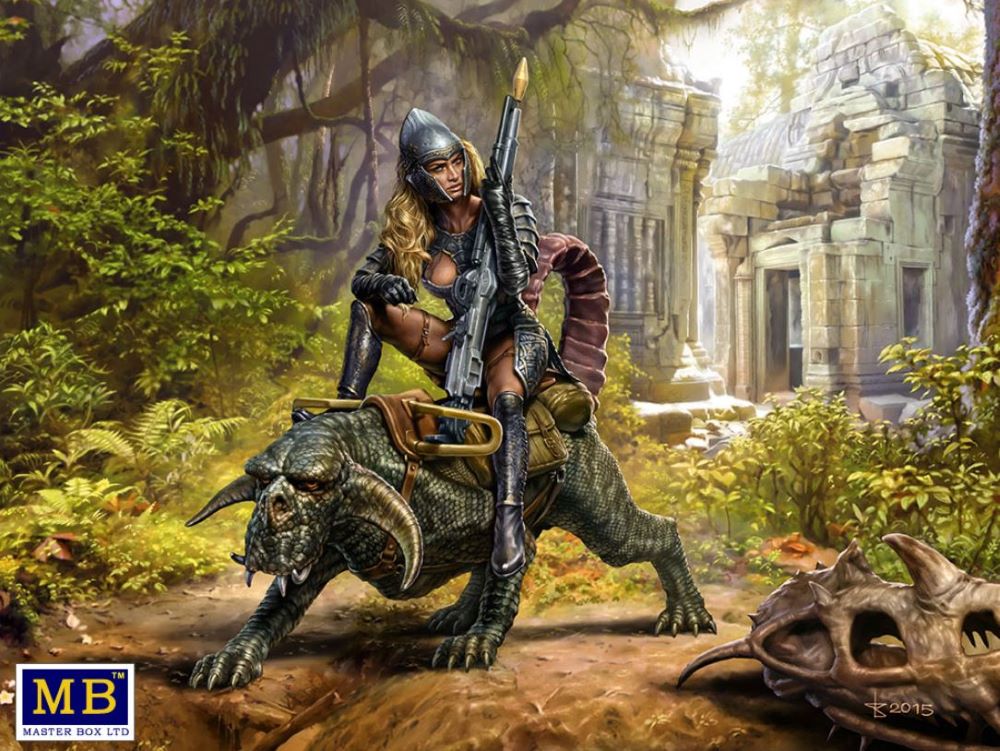 Master Box Models 24008 1/24 World of Fantasy: Female Warrior Sitting on Animal