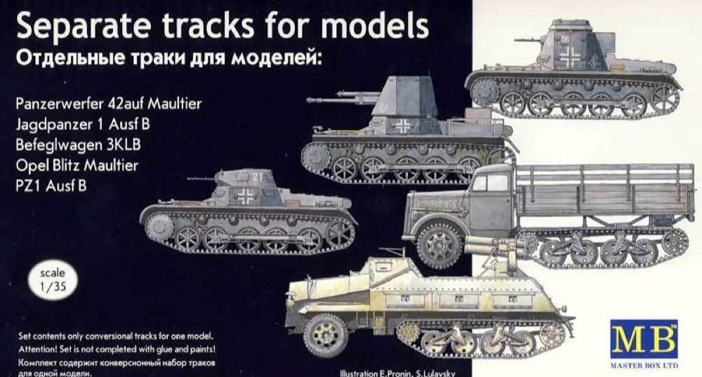 Master Box Models 3505 1/35 Separate Tracks for Pz 1 Ausf B, Opel Blitz Mualtier, JagdPz 1 Ausf B, PzWerfer 42auf Maultier & BefeglWg 3KLB