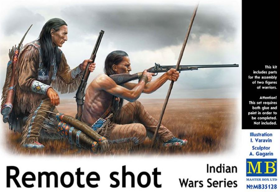 Master Box Models 35128 1/35 Remote Shot Indian Warriors Kneeling w/Rifles (2)
