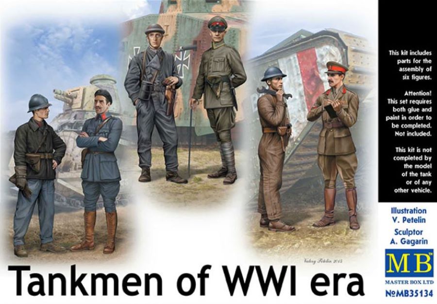 Master Box Models 35134 1/35 French, German, British Private & Officer Tankmen of WWI (6)