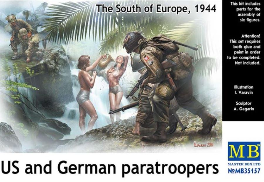 Master Box Models 35157 1/35 Watching Girls Shower, US & German Paratroopers South of Europe 1944 (6)
