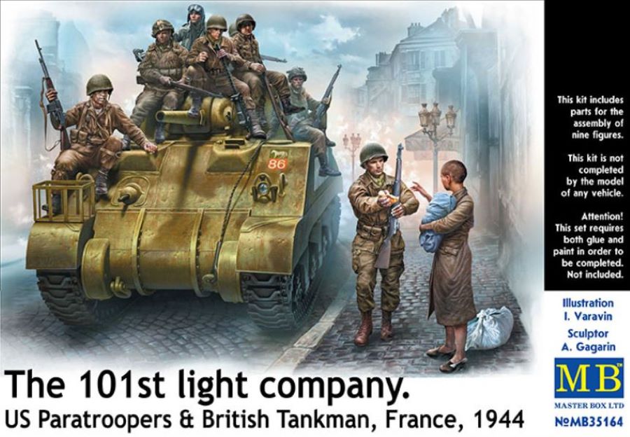Master Box Models 35164 1/35 101th Light Company Paratroopers & British Tankmen France 1944
