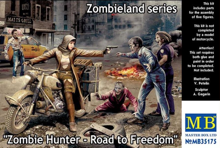 Master Box Models 35175 1/35 Zombieland: Zombie Hunter Road to Freedom (4 Zombies & Escaping Girl)