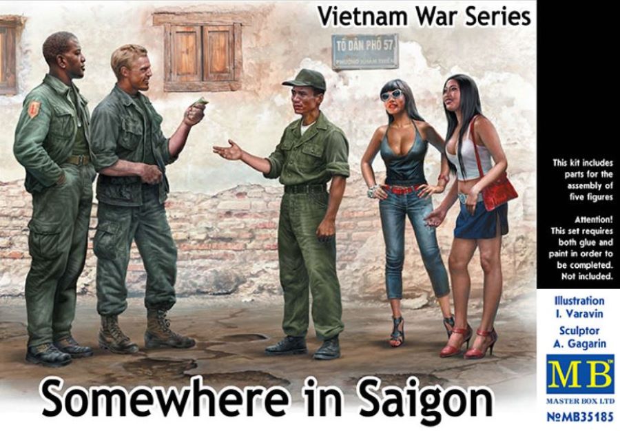 Master Box Models 35185 1/35 Somewhere in Saigon US Soldiers (2), Vietnamese Soldier & Prostitutes (2) Vietnam War