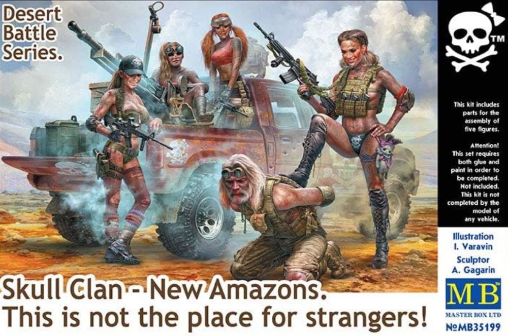 Master Box Models 35199 1/35 Desert Battle: Skull Clan New Amazons Women Warriors (4) w/Captured Man