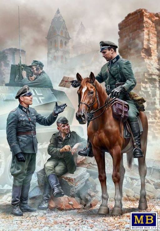 Master Box Models 35212 1/35 Urgent Dispatch WWII German Military Men (4) & Horse