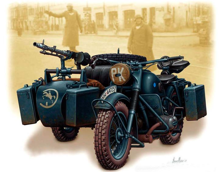 Master Box Models 3528 1/35 WWII German Motorcycle w/Sidecar