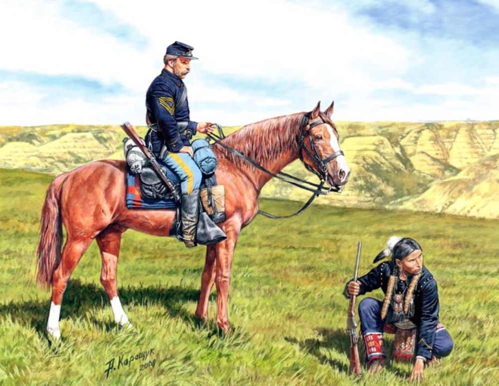 Master Box Models 3549 1/35 Civil War Yankee Scout & Indian Tracker w/Horses
