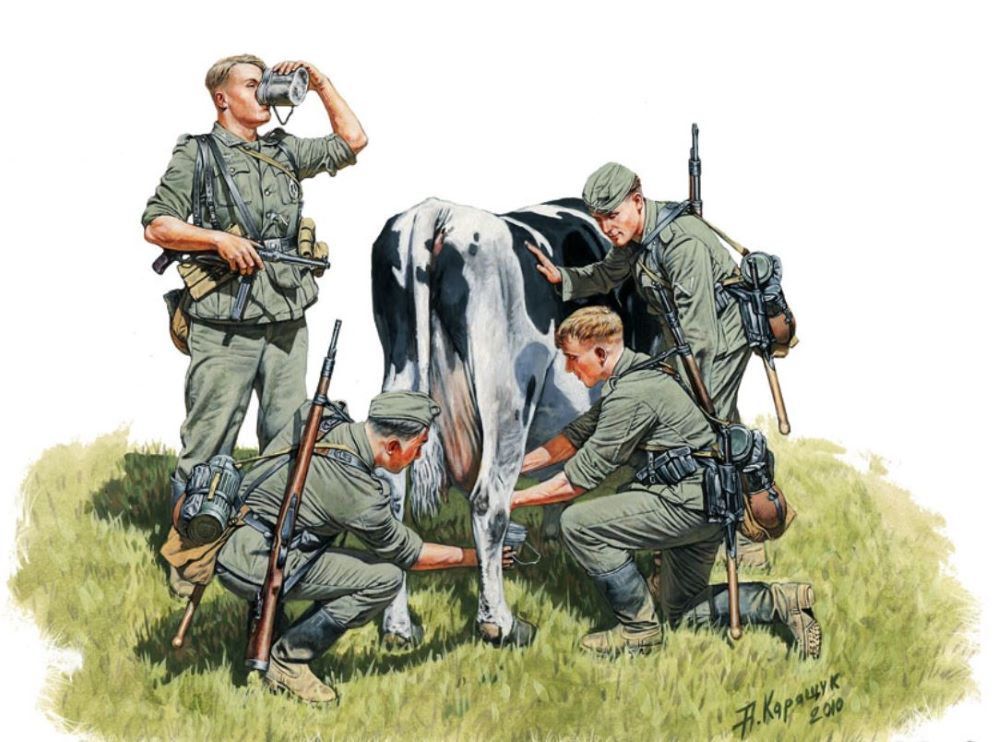 Master Box Models 3565 1/35 WWII Operation Milkman German Infantry (4 & Cow)