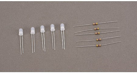 Miniatronics 1224005 All Scale Bi-Directional Light Emiting Diodes (LEDs) - 13/64" 5mm Diameter -- Red/Green - 2 Leg Style pkg(5)