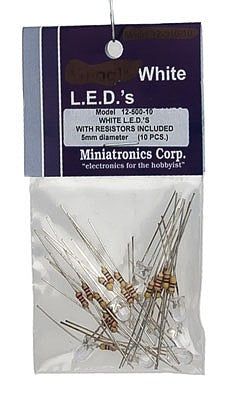 Miniatronics 1250010 All Scale Standard Light Emiting Diodes (LEDs) 5mm Diameter -- White pkg(10)
