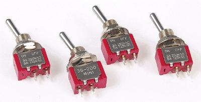 Miniatronics 3620004 HO Scale Miniature Toggle Switch; Single Pole, Single Throw On/Off 5 Amp 120V -- Pack of 4