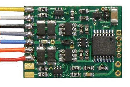 NCE Corporation 172 All Scale D13W 4-Function DCC Control Decoder - Wired -- pkg(4) 1.03 x .63 x .19" 26 x 16.5 x 4.7mm