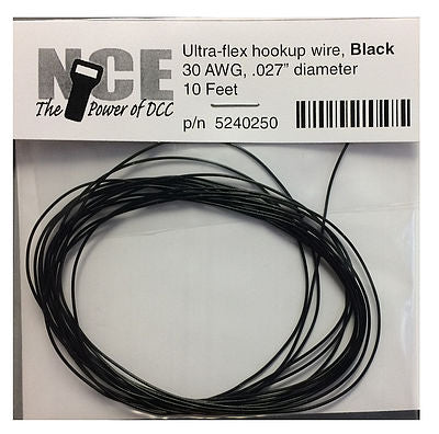 NCE Corporation 250 All Scale Ultraflex Hook-Up 32AWG .023 Diameter Wire -- Black 10' 3.05m