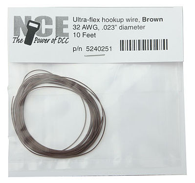 NCE Corporation 251 All Scale Ultraflex Hook-Up 32AWG .023 Diameter Wire -- Brown 10' 3.05m