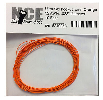 NCE Corporation 253 All Scale Ultraflex Hook-Up 32AWG .023 Diameter Wire -- Orange 10' 3.05m