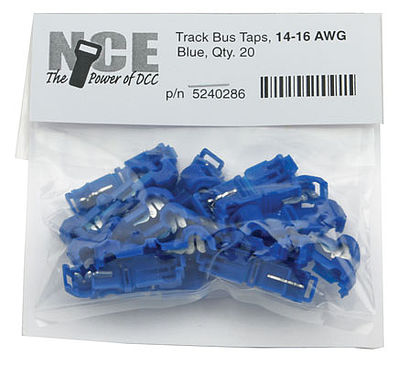 NCE Corporation 286 All Scale Track Bus Taps -- Blue pkg(20)