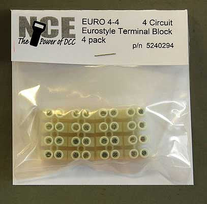NCE Corporation 294 All Scale 4-Circuit Eurostyle Terminal Strips -- For 14-24 AWG Wire pkg(4)