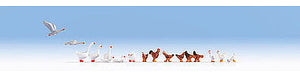 Noch 15772 HO Scale Chickens & Geese -- 6 Chickens & 11 geese