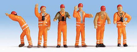 Noch 36275 N Scale German Railroad Switchmen -- Orange Uniforms pkg(6)
