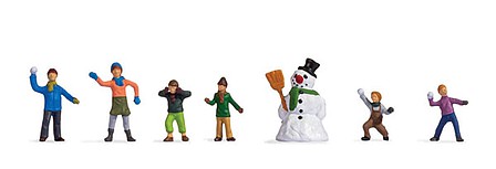 Noch 36821 N Scale Children in the Snow -- 6 Kids, Snowman