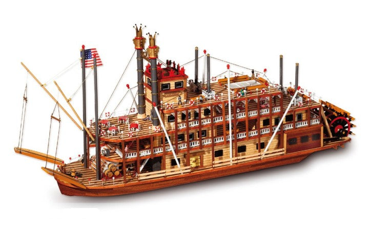 Occre 14003 1/80 Spirit of Mississippi 18th-19th Century Paddler-Wheeler River Boat w/Cutaway Hull (Advanced Level)
