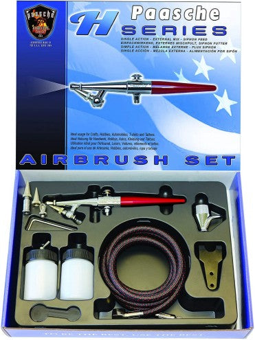 Paasche 16644 H Series Siphon Feed Single Action Airbrush Set w/3 Heads (H-3AS)