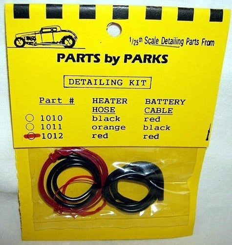 Parts By Parks 1012 1/24-1/25 Detail Set 3: Radiator Hose, Red Heater Hose, Red Battery Cable